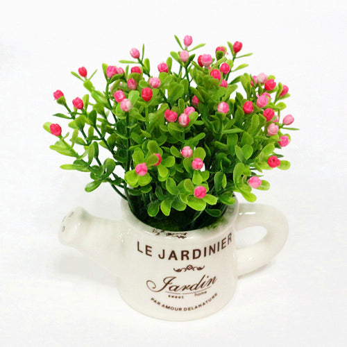 Load image into Gallery viewer, Artificial Plastic Plant with Ceramic Vase-home accent-wanahavit-C-wanahavit
