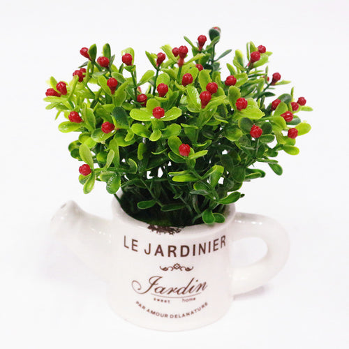 Load image into Gallery viewer, Artificial Plastic Plant with Ceramic Vase-home accent-wanahavit-I-wanahavit
