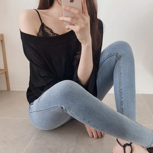 Load image into Gallery viewer, Spring Sexy Elastic Korean Style Skinny Slim Fit Long Sleeve Tops #2129
