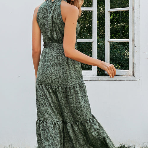 Load image into Gallery viewer, Sexy Halter Neck Sleeveless Vintage Long Maxi Boho Dress-women-wanahavit-Green-S-wanahavit
