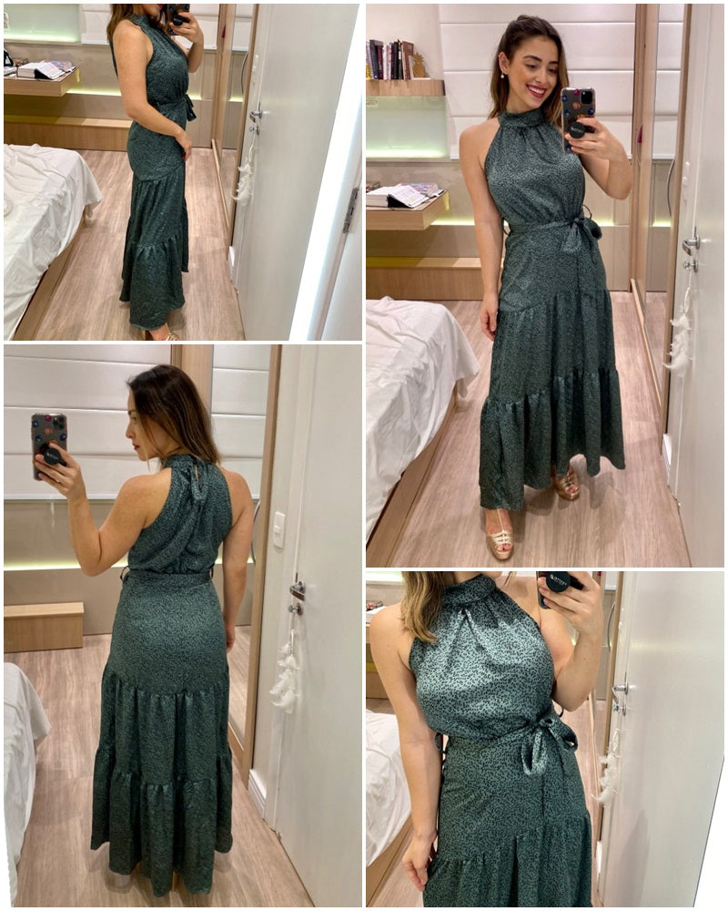 Sexy Halter Neck Sleeveless Vintage Long Maxi Boho Dress-women-wanahavit-Green-S-wanahavit