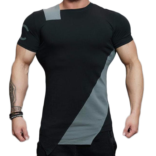 Load image into Gallery viewer, Asymmetric Two Color Accent Fitness Shirt-men fashion &amp; fitness-wanahavit-Black &amp; Gray-M-wanahavit
