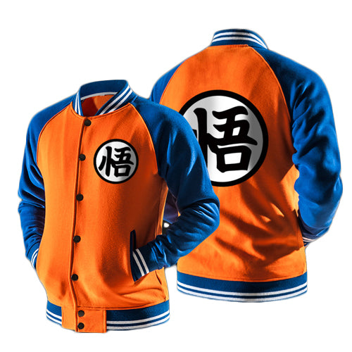 Load image into Gallery viewer, Dragon Ball Goku Varsity Jacket-men-wanahavit-orange-S-wanahavit
