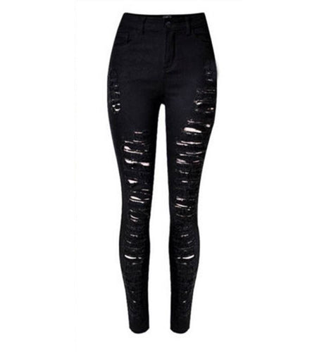 Sexy Ripped Vintage High Waist Jeans-women-wanahavit-Black-S-wanahavit