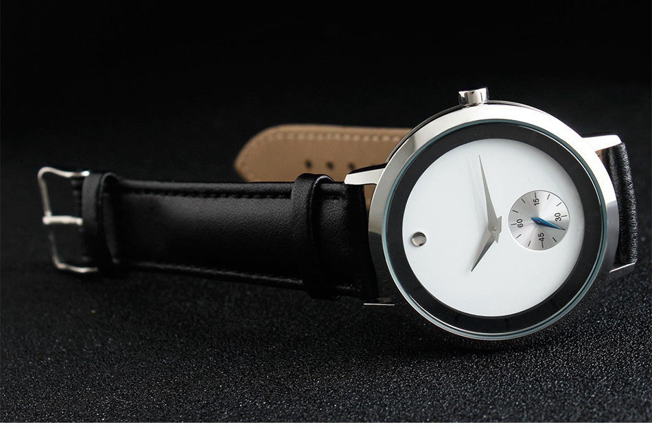 Minimalist Dial Waterproof Leather Wristwatch-men-wanahavit-black-wanahavit