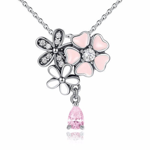 Load image into Gallery viewer, 925 Sterling Silver Pink Cherry Flower Blossom Necklace-women-wanahavit-wanahavit
