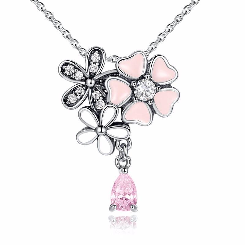 925 Sterling Silver Pink Cherry Flower Blossom Necklace-women-wanahavit-wanahavit