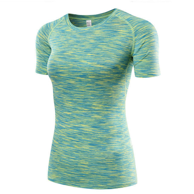 Quick Dry Short Sleeve Yoga Shirt-women fitness-wanahavit-Green-S-wanahavit