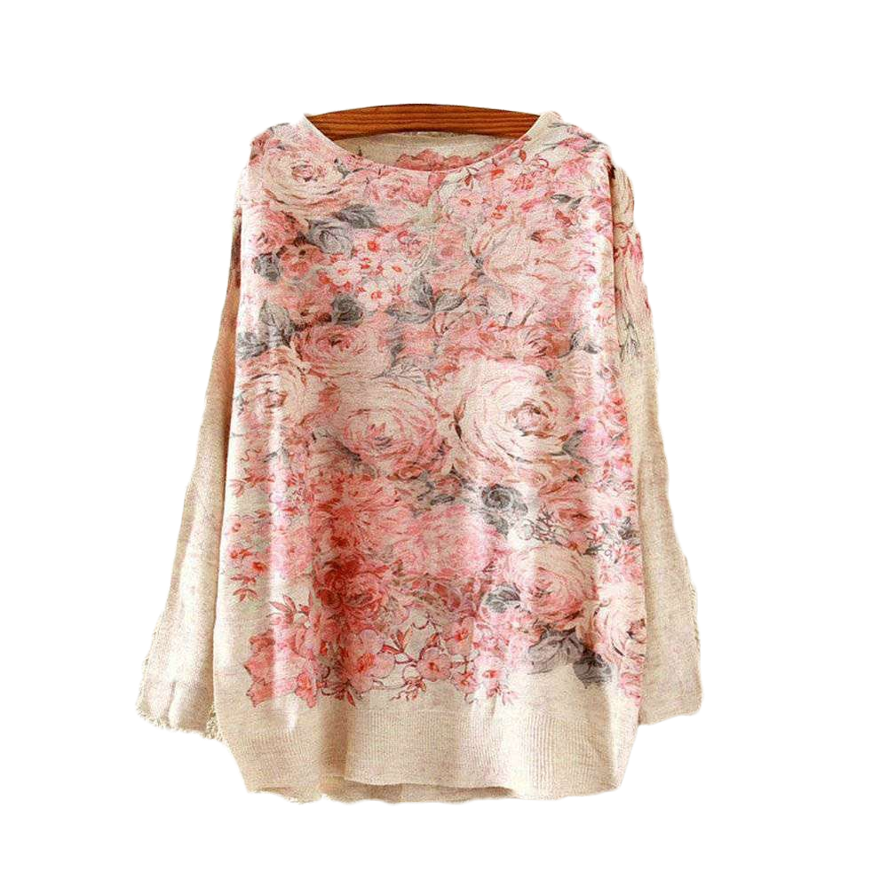 Rose Printed Knitted Long Sleeve-women-wanahavit-One Size-wanahavit