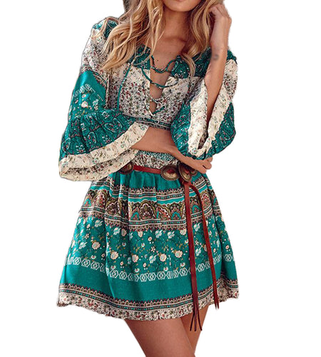 Floral Printed Ruffled Casual Beach Dress-women-wanahavit-Floral 1-S-wanahavit