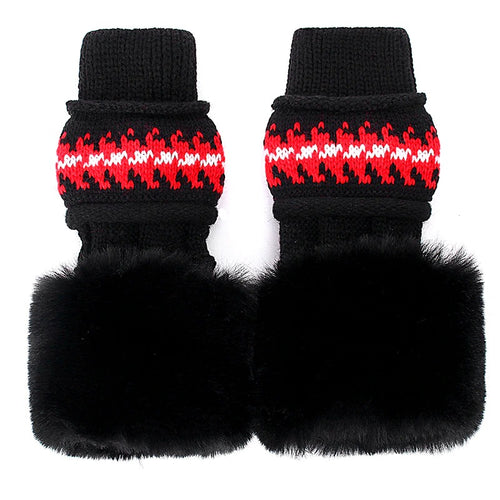 Load image into Gallery viewer, Fur Lining Knitted Hat With Gloves Set Pompoms Outdoor Knitted Woolen Warm Winter Cap
