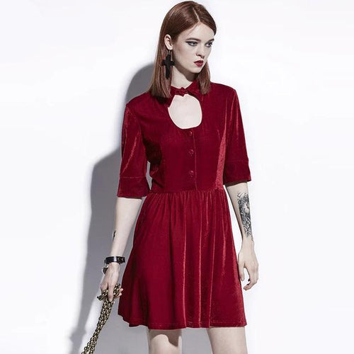 Load image into Gallery viewer, Dark Red Summer A-Line Casual Vintage Gothics Dress-women-wanahavit-Red-S-wanahavit
