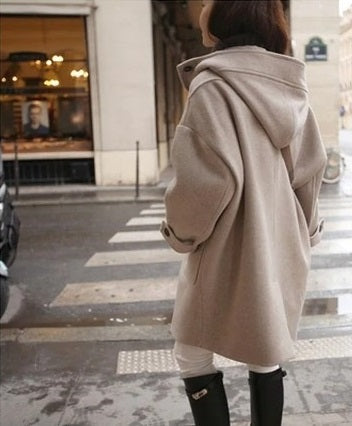 Load image into Gallery viewer, Hooded Winter Cotton Thick Loose Woolen Coat
