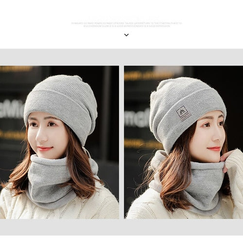 Load image into Gallery viewer, Add Fur Lined Set Fashion Beanie Outdoor Knitted Woolen Warm Winter Cap
