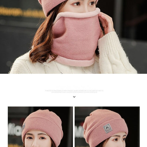 Load image into Gallery viewer, Add Fur Lined Set Fashion Beanie Outdoor Knitted Woolen Warm Winter Cap
