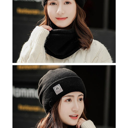 Load image into Gallery viewer, Add Fur Lined Set Fashion Beanie Outdoor Knitted Woolen Warm Winter Cap
