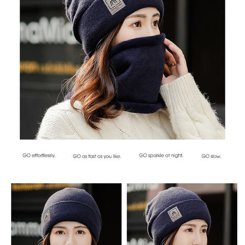 Load image into Gallery viewer, Add Fur Lined Set Fashion Beanie Outdoor Knitted Woolen Warm Winter Cap
