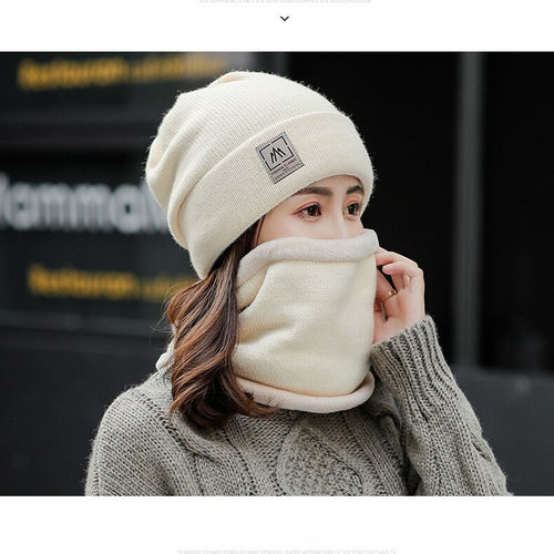 Load image into Gallery viewer, Add Fur Lined Set Fashion Beanie Outdoor Knitted Woolen Warm Winter Cap
