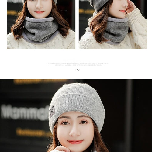 Load image into Gallery viewer, Add Fur Lined Set Fashion Beanie Outdoor Knitted Woolen Warm Winter Cap
