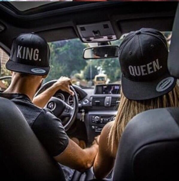 KING QUEEN Embroidery Baseball Adjustable Snapback Cap