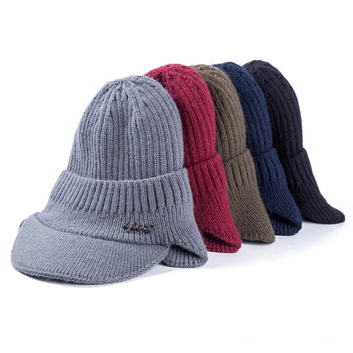 Load image into Gallery viewer, Unisex Stylish Add Fur Lined With Brim Soft Beanie Outdoor Knitted Woolen Warm Winter Cap
