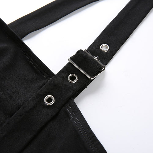 Load image into Gallery viewer, Black Adjustable Spaghetti Strap One Shoulder Hollow Sexy Cropped Sleeveless
