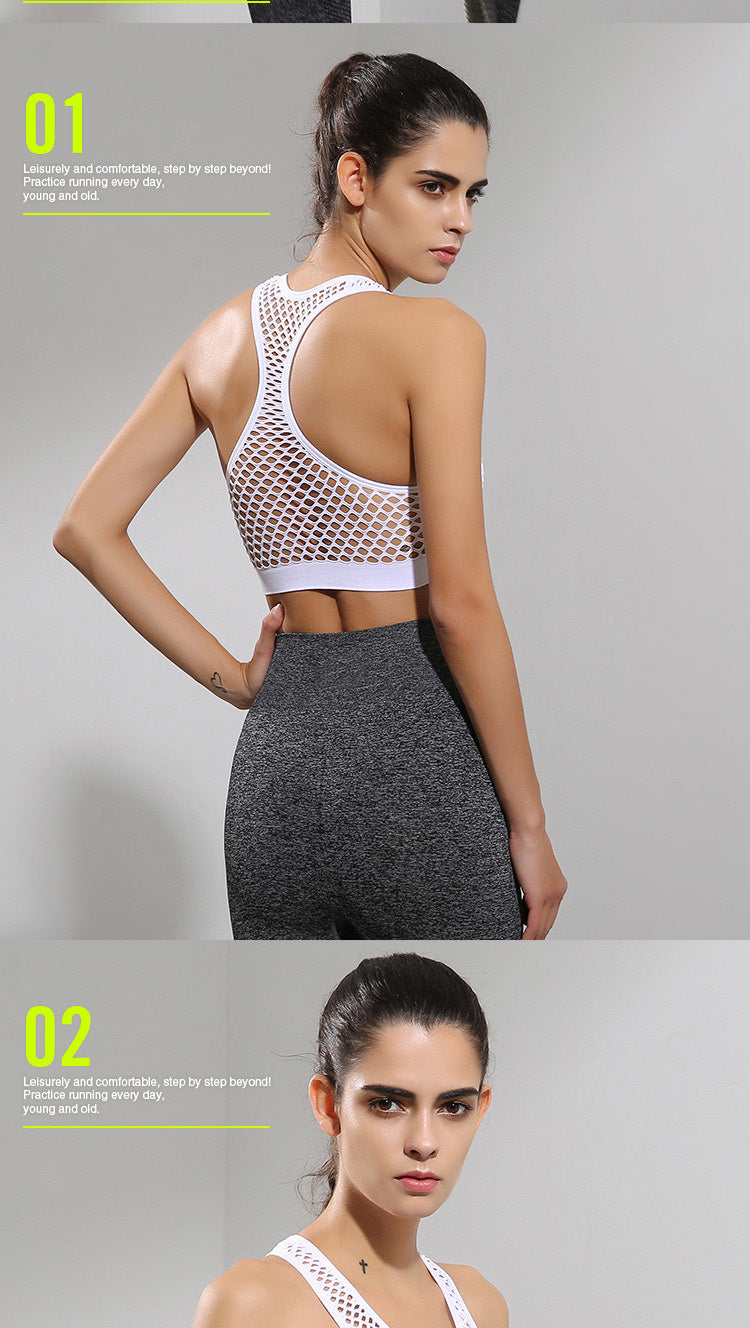 Sexy Breathable Mesh Padded Sports Bra