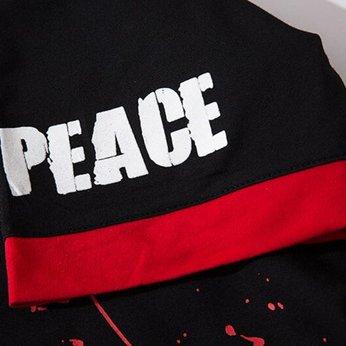 Load image into Gallery viewer, Love Peace War Printed Hooded Loose Short Sleeve Tees
