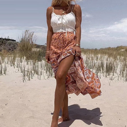 Load image into Gallery viewer, Bohemian 2 piece Floral Print Sexy Off Shoulder Midi Dress
