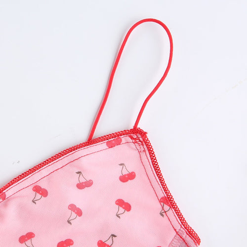 Load image into Gallery viewer, Cherry Print Cute V Neck Slim Sexy Pink Summer Kawaii Crop Top
