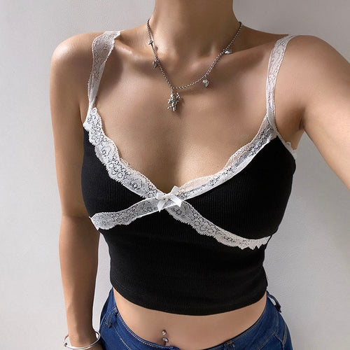 Load image into Gallery viewer, Summer Lace Strap Cute Leisure Crop Tops Fashion Sleeveless V Neck Sexy Tank Top
