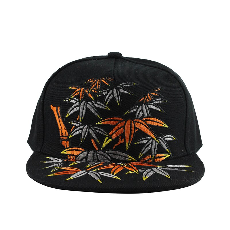 Bamboo Leaves Embroidery Street Style Snapback Hip Hop Cap