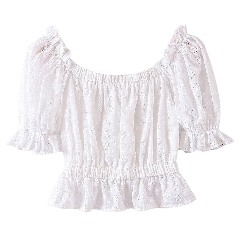 Sexy Off Shoulder 2 Pieces White Flower Embroidery Mini Dress