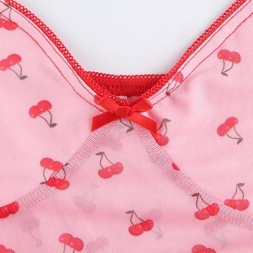 Load image into Gallery viewer, Cherry Print Cute V Neck Slim Sexy Pink Summer Kawaii Crop Top
