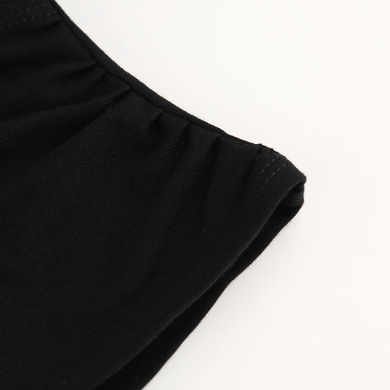 Sexy Long Sleeve Crop Top Black Elegant Harajuku Long Sleeve