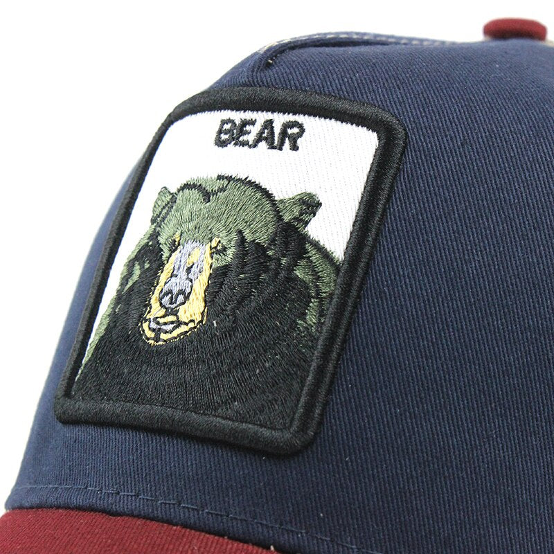 Bear Embroidered Mesh Trucker Snapback Baseball Cap