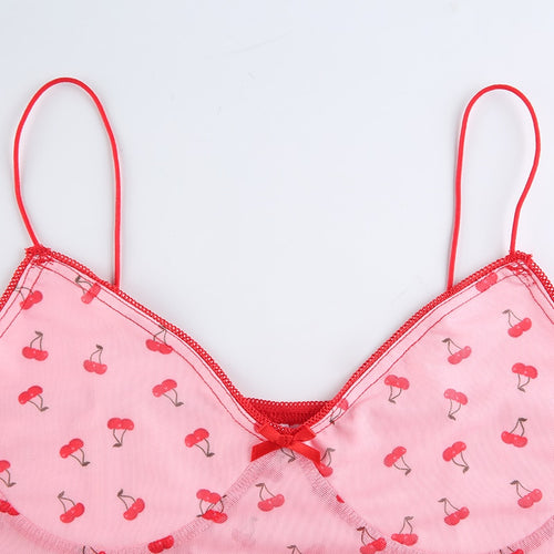 Load image into Gallery viewer, Cherry Print Cute V Neck Slim Sexy Pink Summer Kawaii Crop Top
