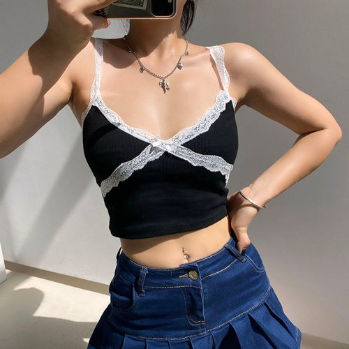 Load image into Gallery viewer, Summer Lace Strap Cute Leisure Crop Tops Fashion Sleeveless V Neck Sexy Tank Top

