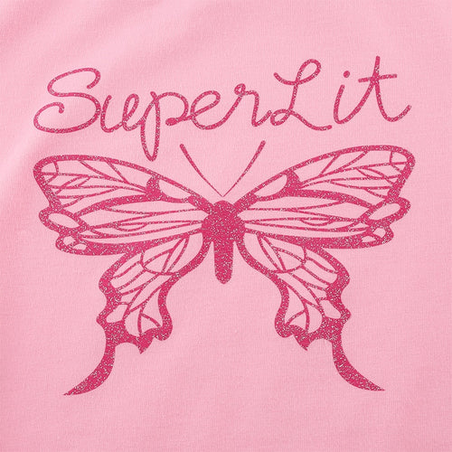Load image into Gallery viewer, Summer Fashion Short Sleeve Pink Cute Butterfly Graphic Crop Top Tees

