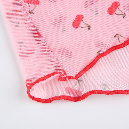 Load image into Gallery viewer, Cherry Print Cute V Neck Slim Sexy Pink Summer Kawaii Crop Top
