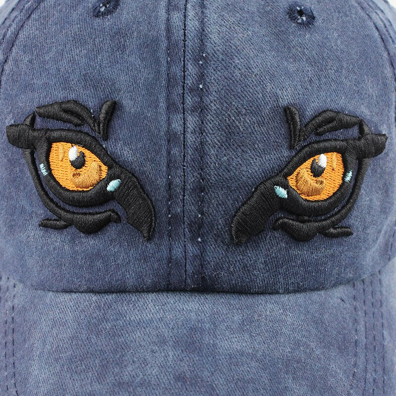 Eagle Eye Embroidered Snapback Washed Cotton Baseball Cap