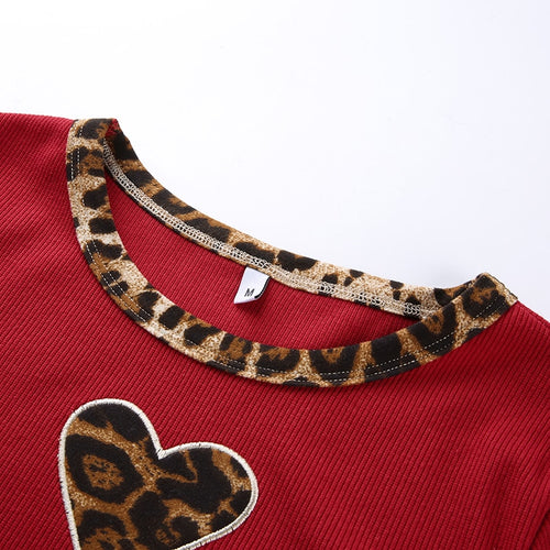 Load image into Gallery viewer, Patchwork Leopard Cute Crop Top O-Neck Short Sleeve Tees
