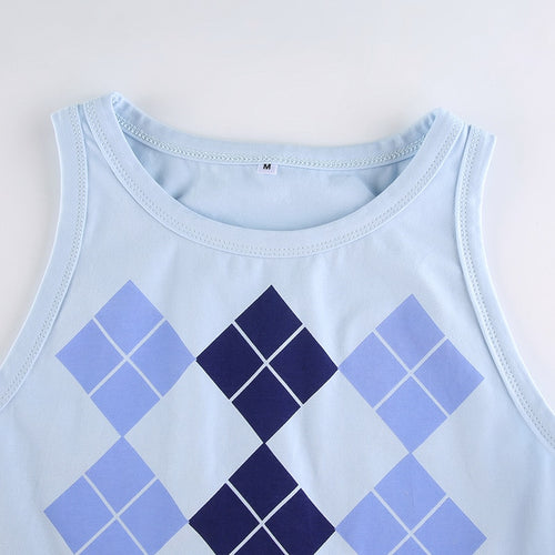 Load image into Gallery viewer, Argyle Plaid Tank Top Preppy Style Cropped Vest Sleeveless
