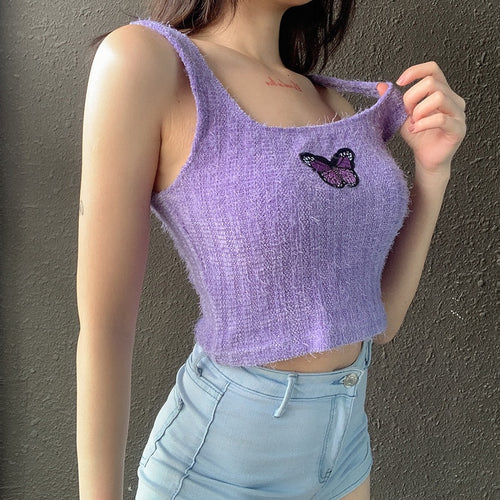 Load image into Gallery viewer, Butterfly Pattern Cute  Korean Fashion Outfits Bralette Crop Top Sleeveless
