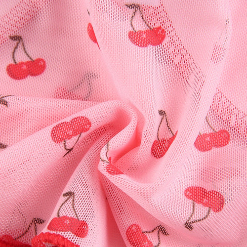 Load image into Gallery viewer, Cherry Print Cute V Neck Slim Sexy Pink Summer Kawaii Crop Top
