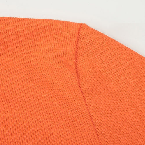 Load image into Gallery viewer, Floral Print Cute Crop Top Long Sleeve Autumn T Shirts Women Orange O Neck Casual Basic Streetwear T-Shirt Harajuku
