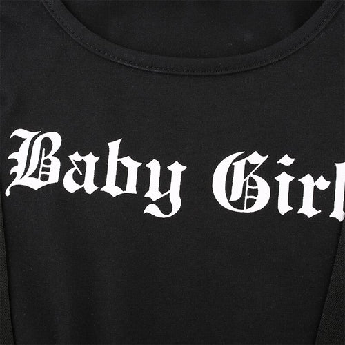Load image into Gallery viewer, Patchwork Ribbon Hollow Out Gothic Crop Top Female Short Sleeve Summer Tshirt Letter Print Black Streetwear Top Tees
