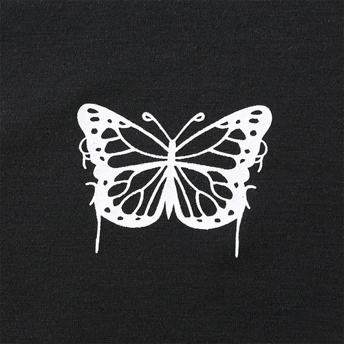 Load image into Gallery viewer, Summer Contrast Color Butterfly Crop Top Short Sleeve Loose Tees
