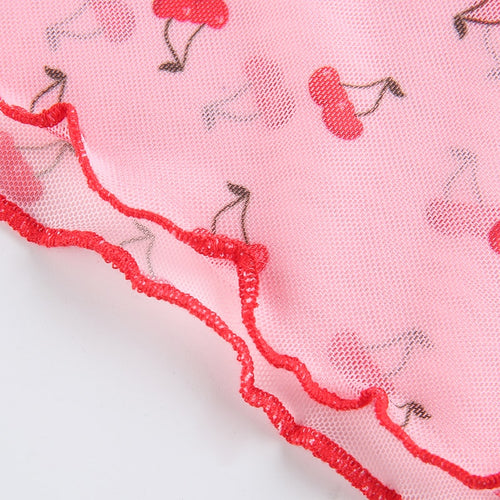 Load image into Gallery viewer, Cherry Print Cute V Neck Slim Sexy Pink Summer Kawaii Crop Top
