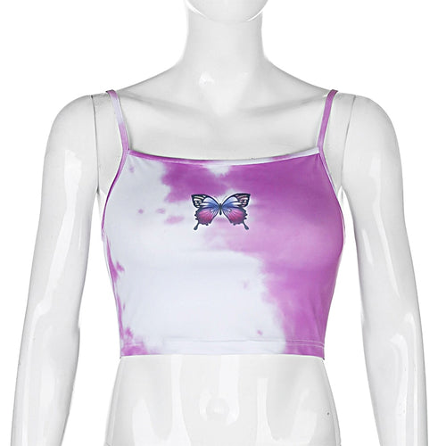 Load image into Gallery viewer, Summer Tie Dye Leisure Crop Top Clothing Butterfly Print Sleeveless
